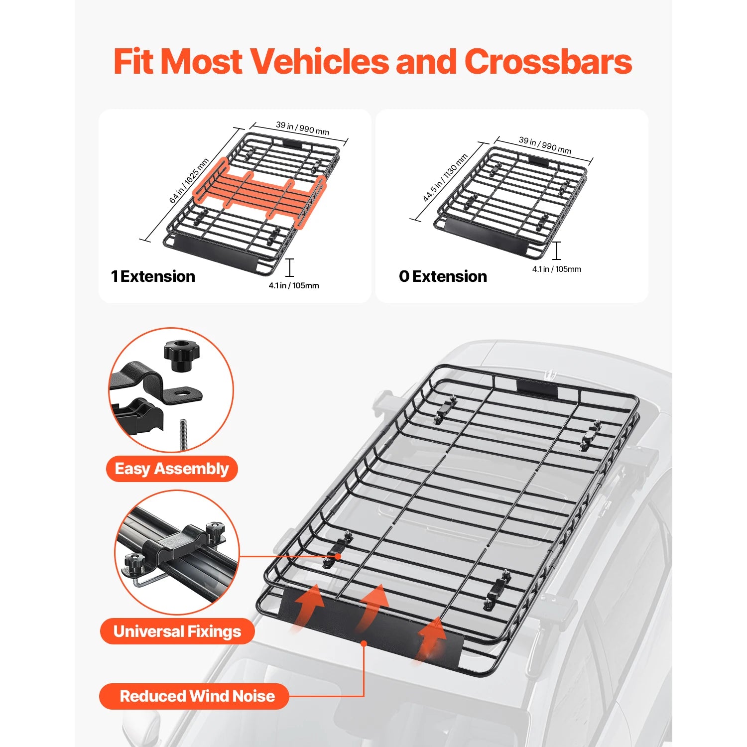 SucceBuy Roof Rack Basket 64x39x4.1" Universal Rooftop Cargo Carrier Anti-Rust Alloy Steel Car Top Luggage Holder for SUV Truck