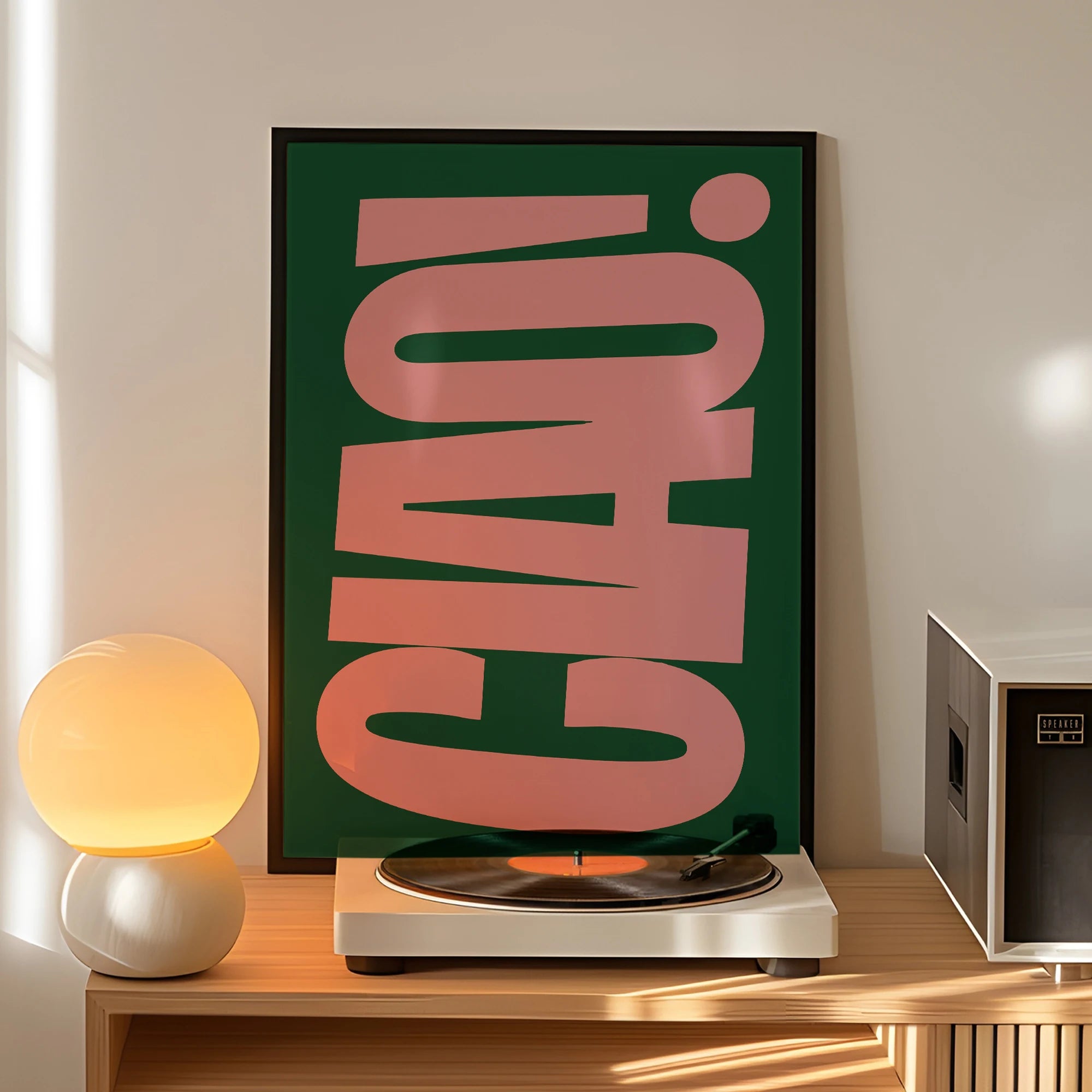 Retro Style Dark Green And Bright Pink Italian Ciao Wall Art Prints Canvas Painting Poster Picture For Living BedRoom Home Decor
