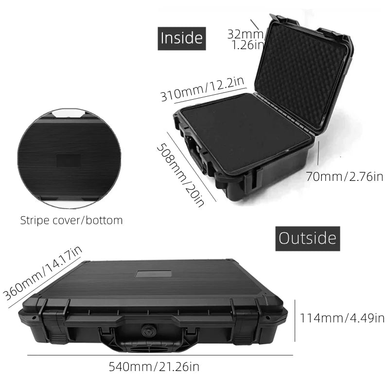 1pc Safety Instrument Tool Box Waterproof Hard Carry Case Bag Tool Case Sponge Protective Tool Storage Box Shockproof Hard Case