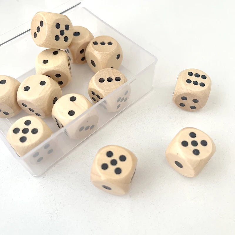 Wooden Dice 10pcs Round Corner D6 D10 Wood Dice for Flying Chess Props Table Board Role Playing Game