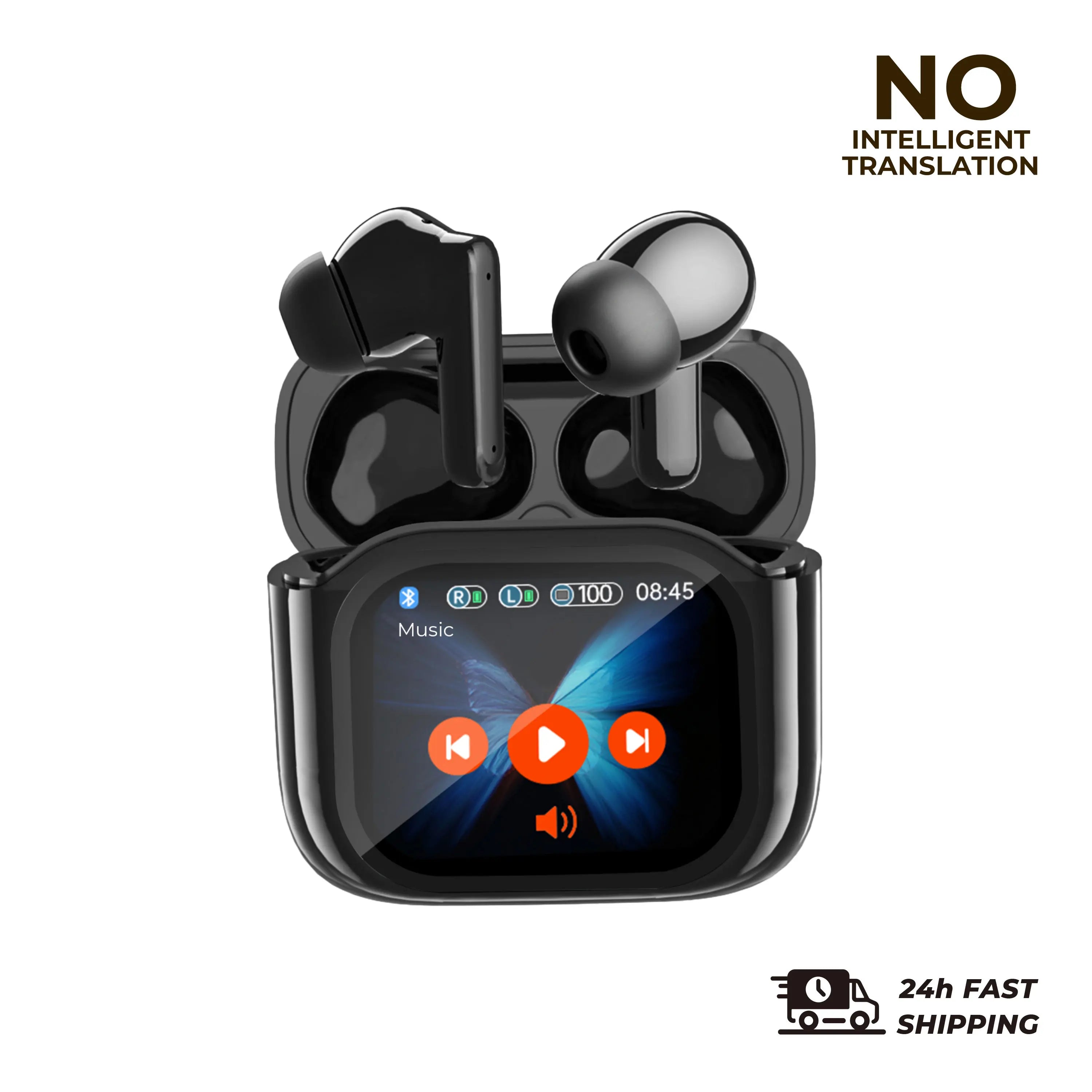 2PCS Touch Screen Translation Headphones 144 Languages Two-Way Real Time Translator Headsets Travel Business Bluetooth Earbuds