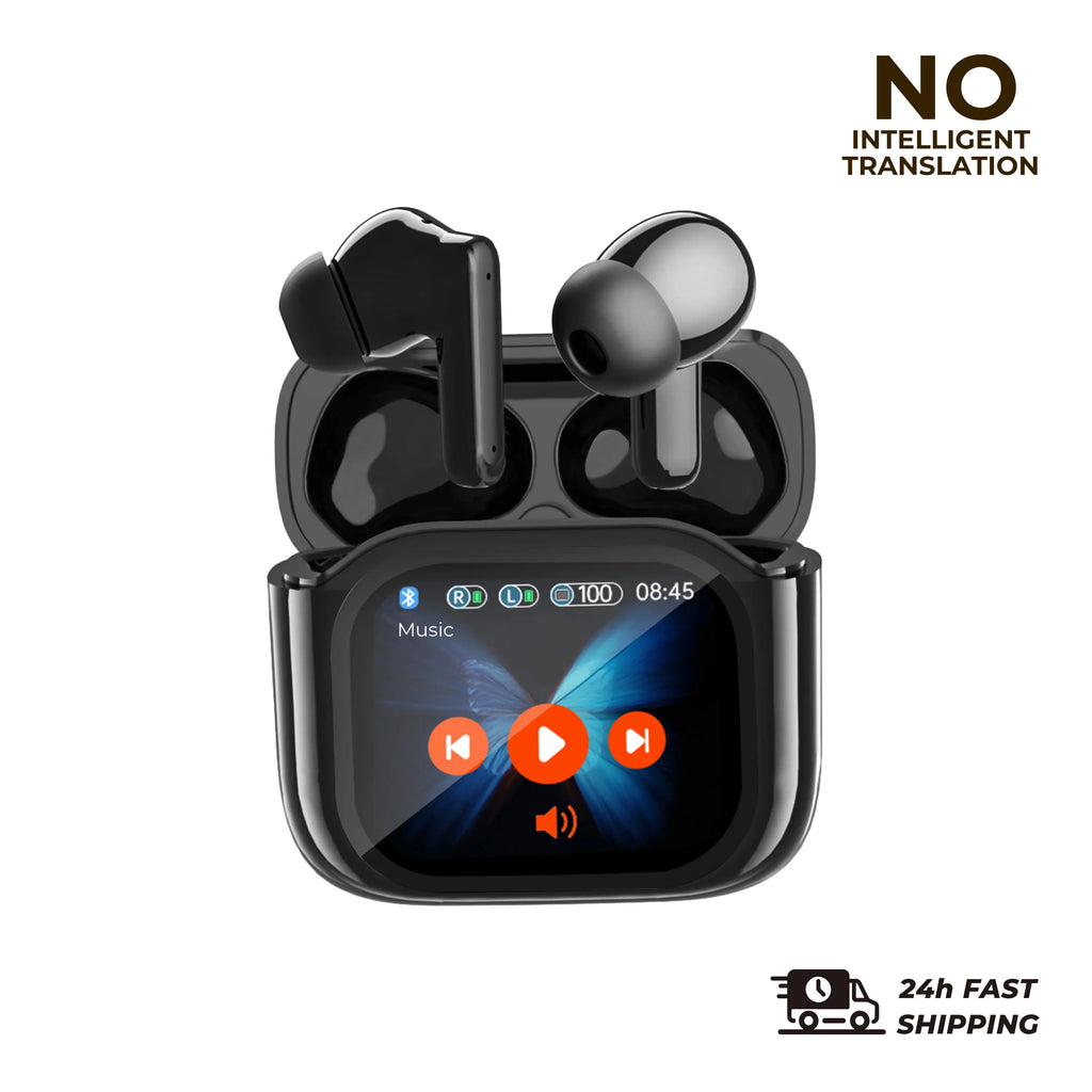 2PCS Touch Screen Translation Headphones 144 Languages Two-Way Real Time Translator Headsets Travel Business Bluetooth Earbuds