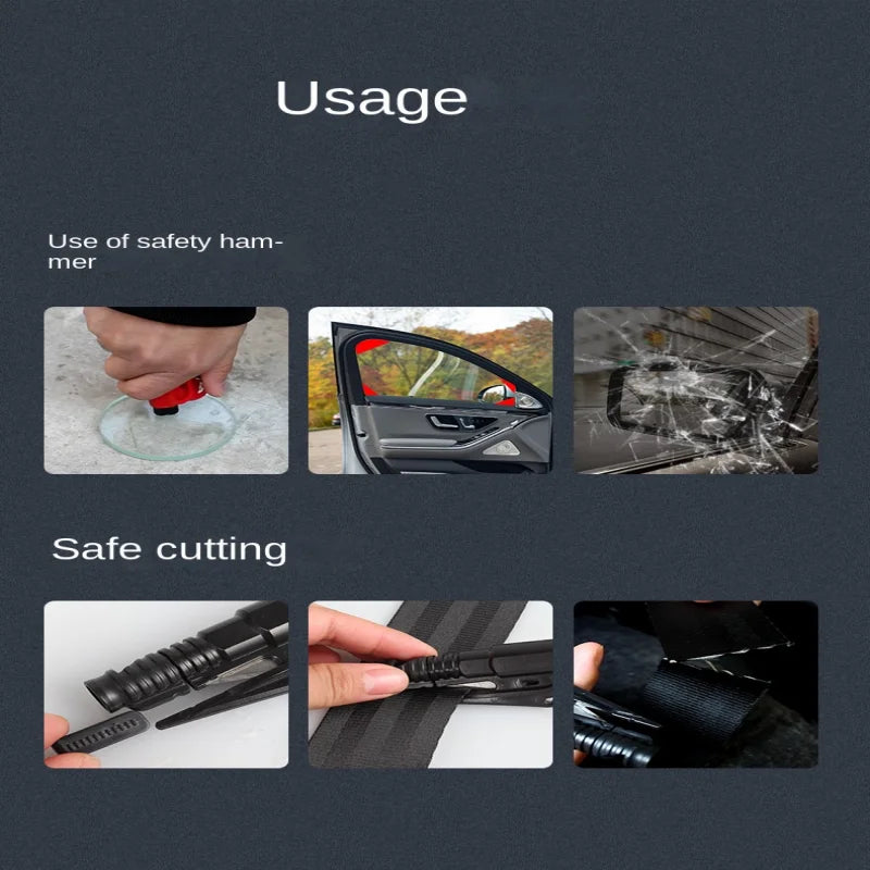 Mini Car Safety Hammer Emergency Rescue Kit Key Chain with Knife Seat Belt Cutter Window Glass Breaker Life Saving Tool