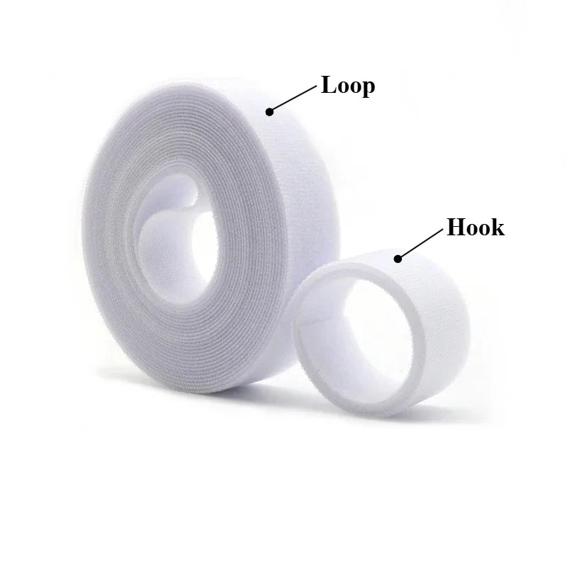 5m/roll White Cable Ties Reusable Loop Bundle Self Adhesive Nylon Strap Organizer Clip Wire Holder Management Fastening Tape DIY