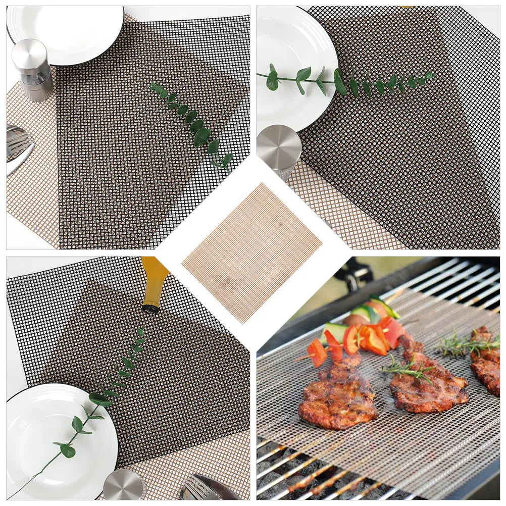 2Pcs Bbq Grill Mesh Mats Non Stick Outdoor Barbecue Picnic Portable Lightweight Durable Compact Size Grill Mesh