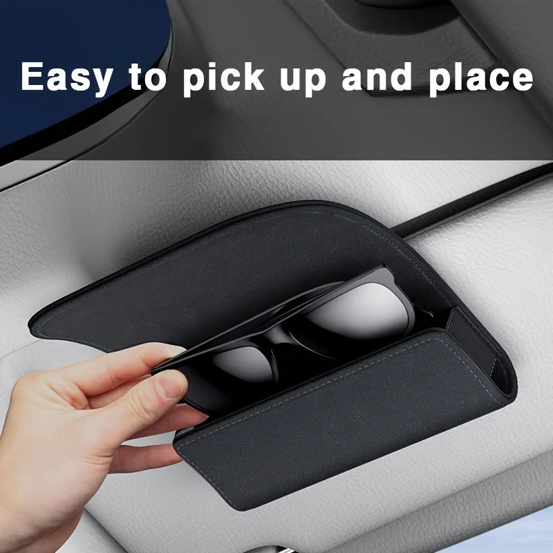 Lcars Car Sun Visor Glasses Case, Universal Pu Leather Glasses Holder Storage Box, Magnetic Closure Design, Suitable for Cars and Vehicles - Fits Most Car Models, Easy to Install