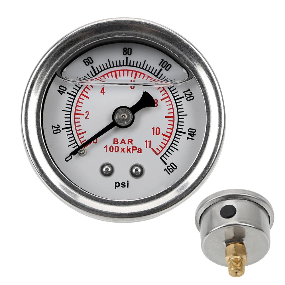 Liquid 0-160 psi 1/8 NPT for Auto Oil Press Gauge Liquid Universal Tester Monitoring System Fuel Pressure Gauge Meter