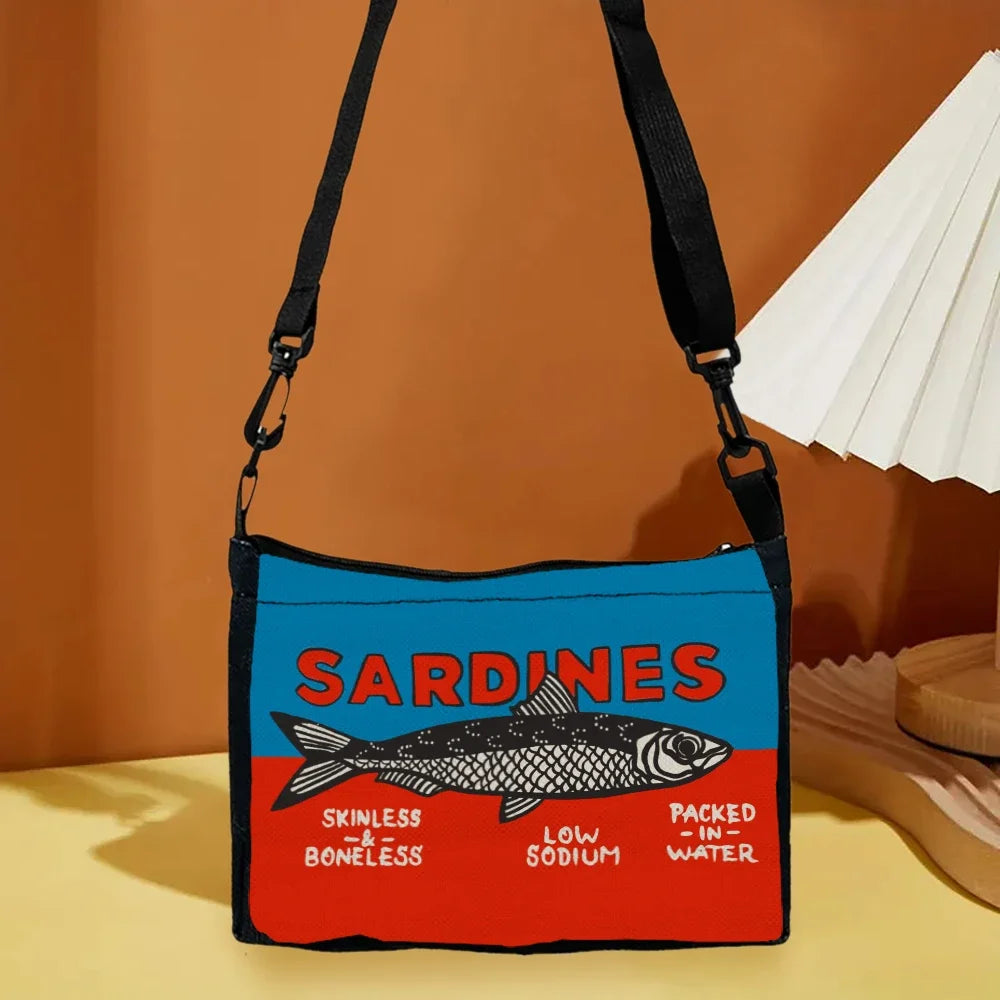 Women Shoulder Bag Colorful Trendy Sardines Shopping Bags for Lady Cartoon Grocery Tote Bag Handbags Casual Crossbody Bag