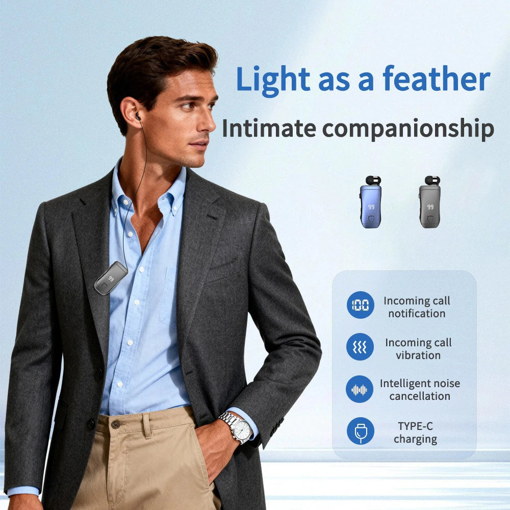 X-200-In-ear type, Bluetooth headphones, with cable and extendable design, suitable for business use, 30 hours of music playback