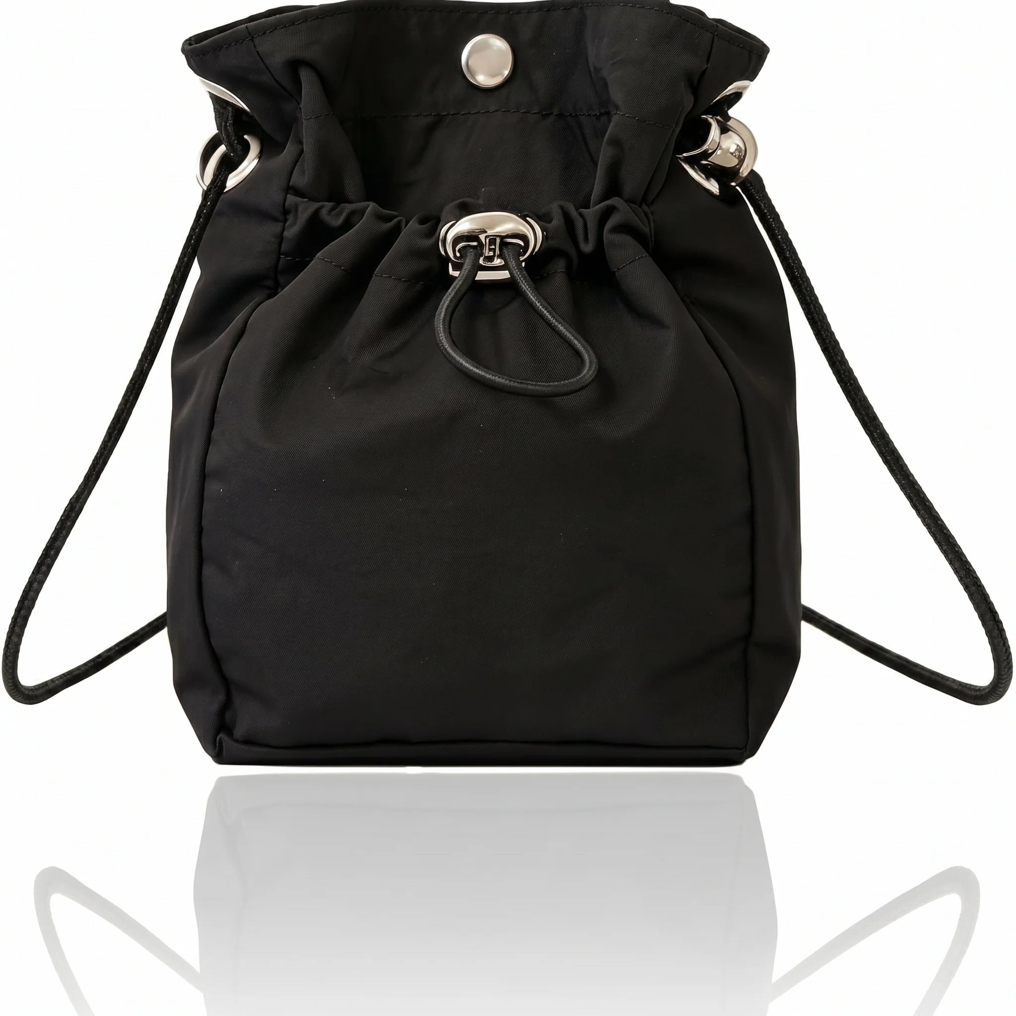 Pomelo Best Mini Nylon Drawstring Crossbody Bag Waterproof Magnetic Snap Small Bucket Shoulder Bag For Daily Travel Outing