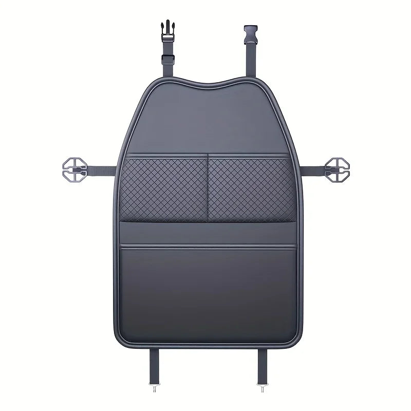 PU Leather Car Seat Kick Proof Pad with Pockets Multi-functional Tablet Holder Auto Seat Back Protection Cover for Kids