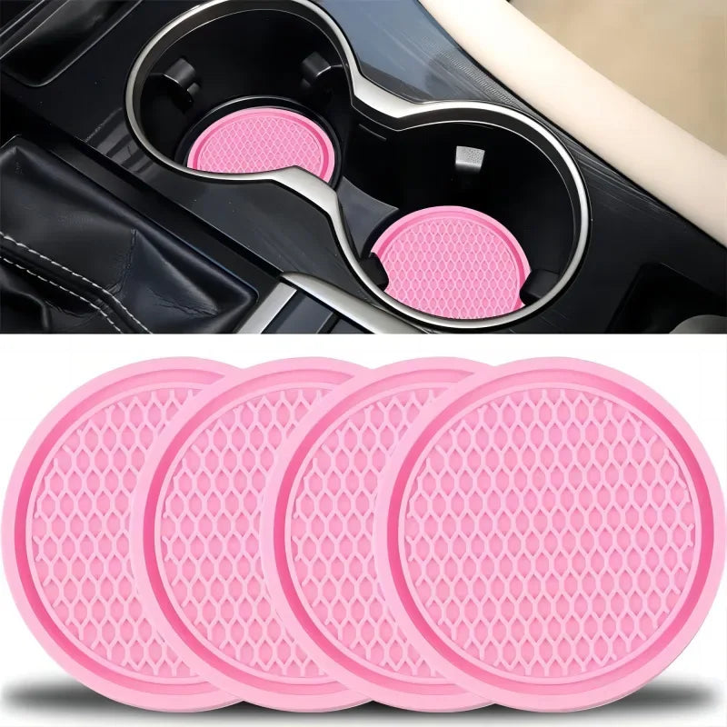 QGB For 2PC Car Cup Holder Anti-Slip Silicone Insert Coaster Mat Universal Car Accessories Black Fit for Most Cars Styling