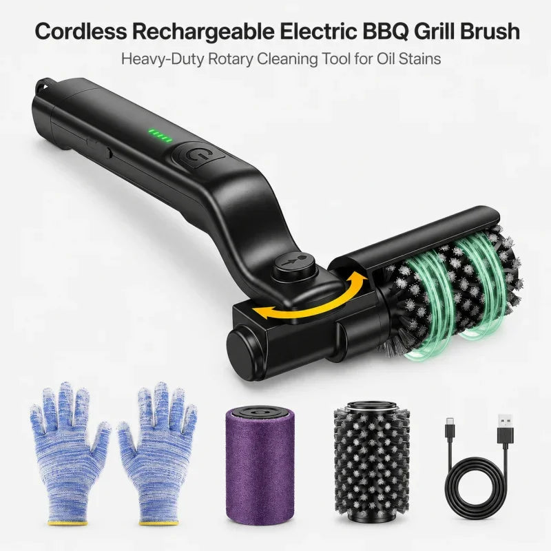 BBQ Grill Brush 3-Speed Settings Electric Grill Brush,180° Adjustable Head,90 Mins Grill Cleaner for Outdoor Griddles Smokers