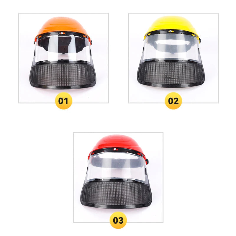 Garden Grass Trimmer Weed Wacker Safety Helmet Hat With Full Face Mesh Mask For Logging Brush Cutter Forestry Protection