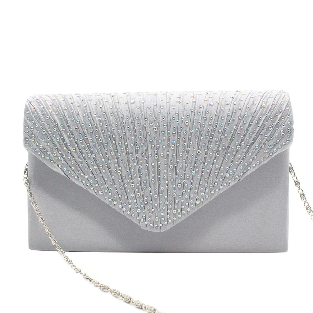 Women's Fashion Elegant Ribbon Diamond Clutch Evening Prom Handbag Light Luxury Single Room Bag For Party Wedding Nightclub