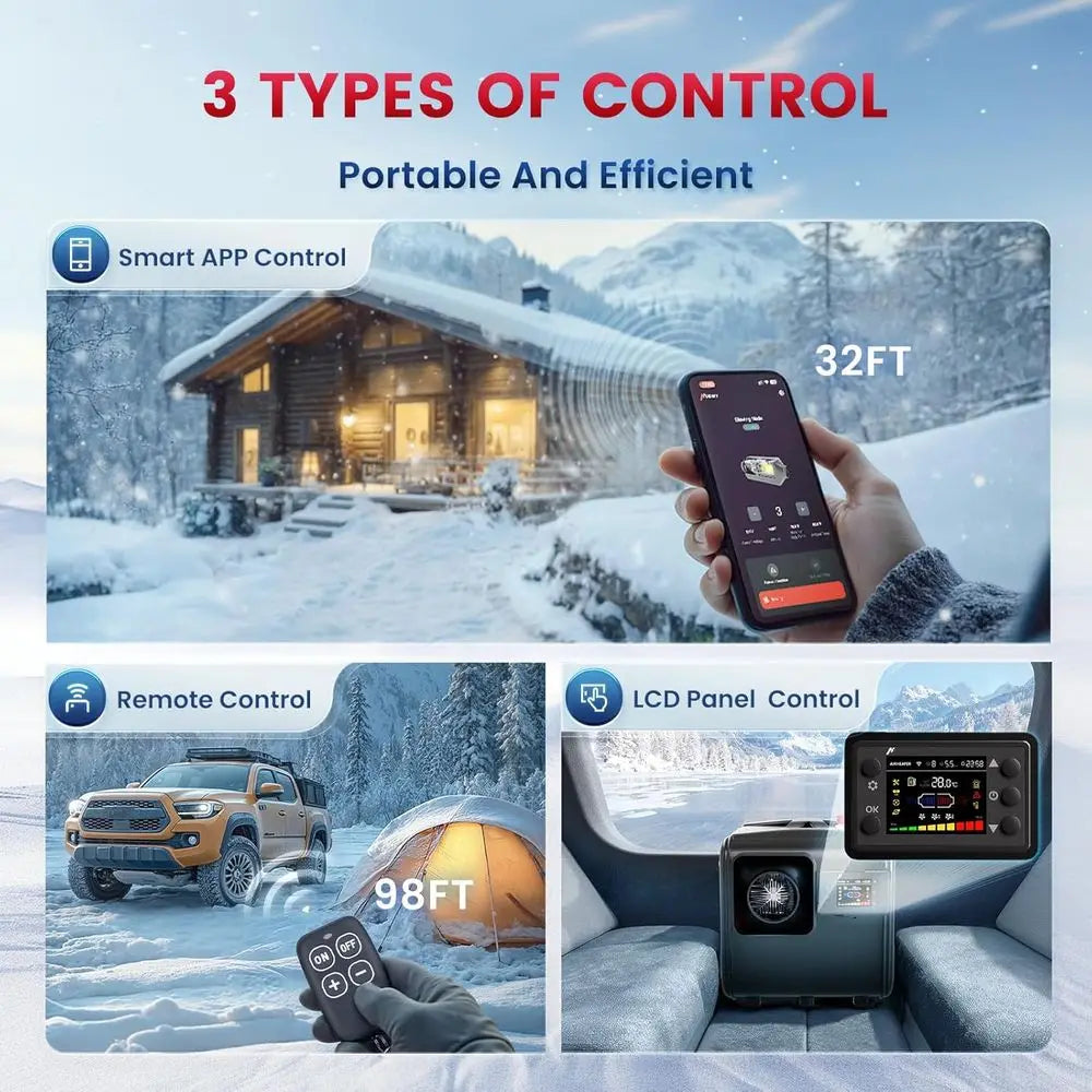 HBH1S 8KW Portable Diesel Air Heater App Control 10 Temperature Modes 18% Higher Burning Efficiency Auto Start Stop 110V AC For Car RV Campers 2025 Upgrade