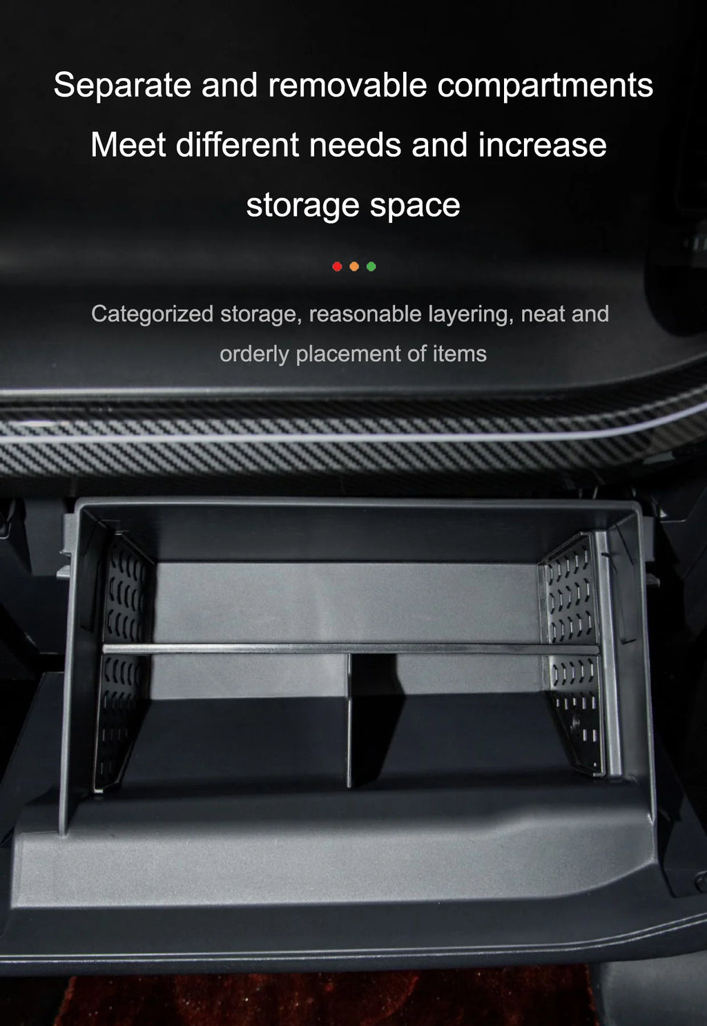 For Ford Bronco 2021-2024 Glove Box Organizer Passenger Side Storage Dividers Center Console Storage Tray Compartment Accessorie