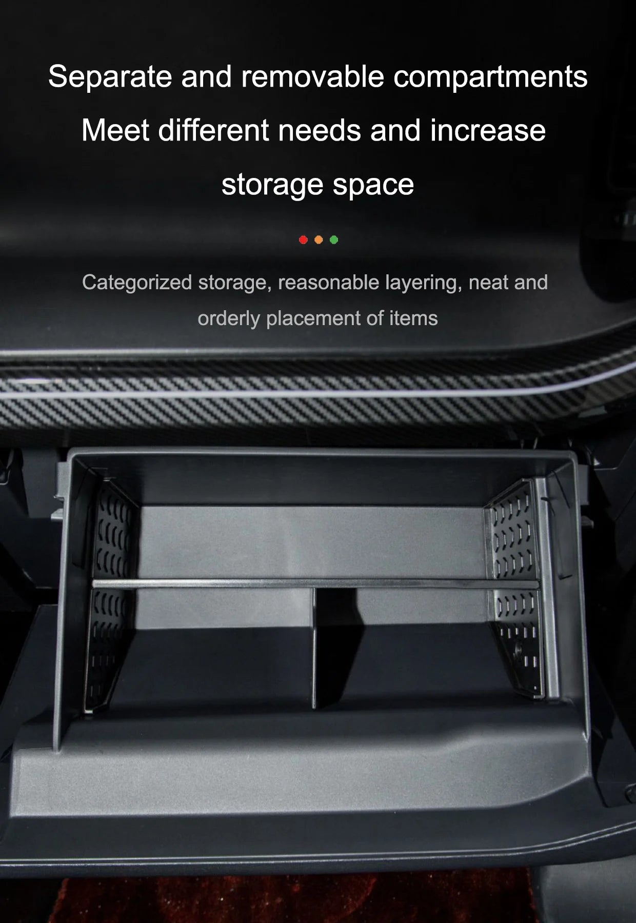 For Ford Bronco 2021-2024 Glove Box Organizer Passenger Side Storage Dividers Center Console Storage Tray Compartment Accessorie