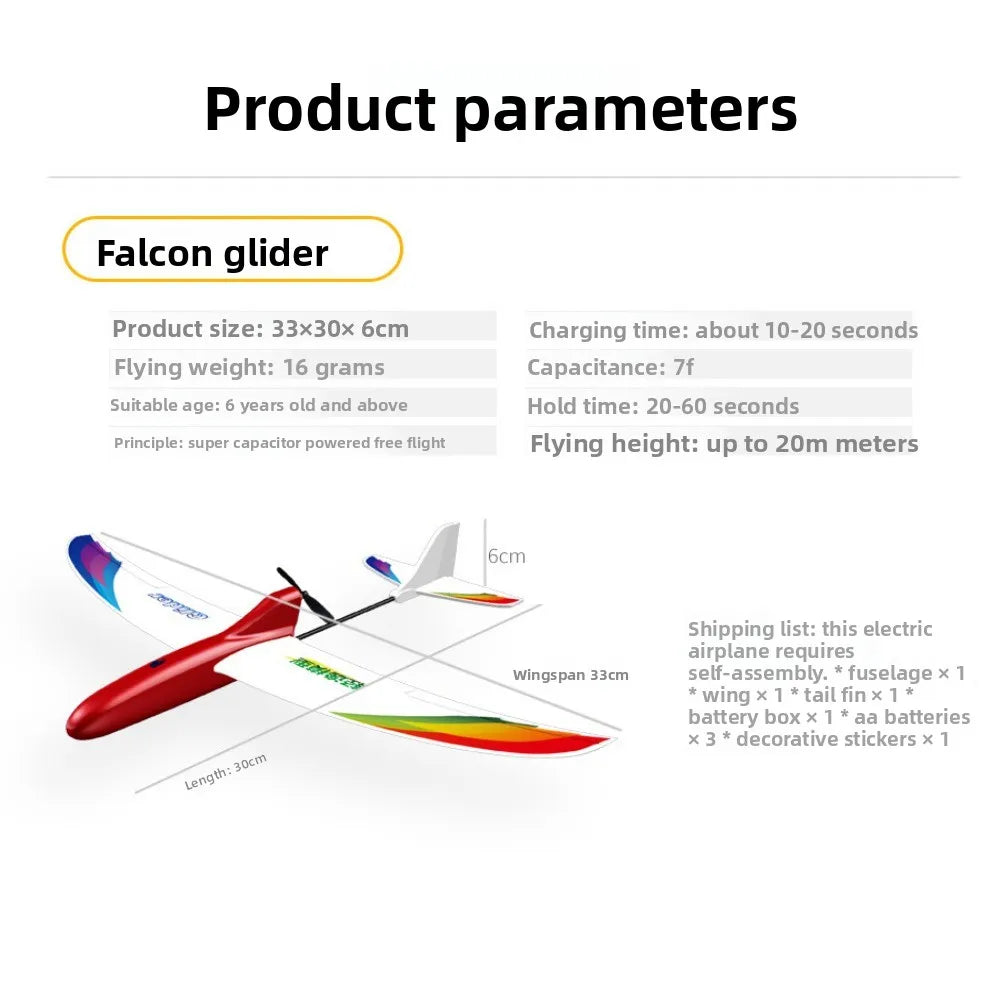 PP Foam Double Wing Airplane Toy Ligthweight Red&Blue Glider Hand Throw Plane Toy High Quality Electric Hand Thrown Aircraft