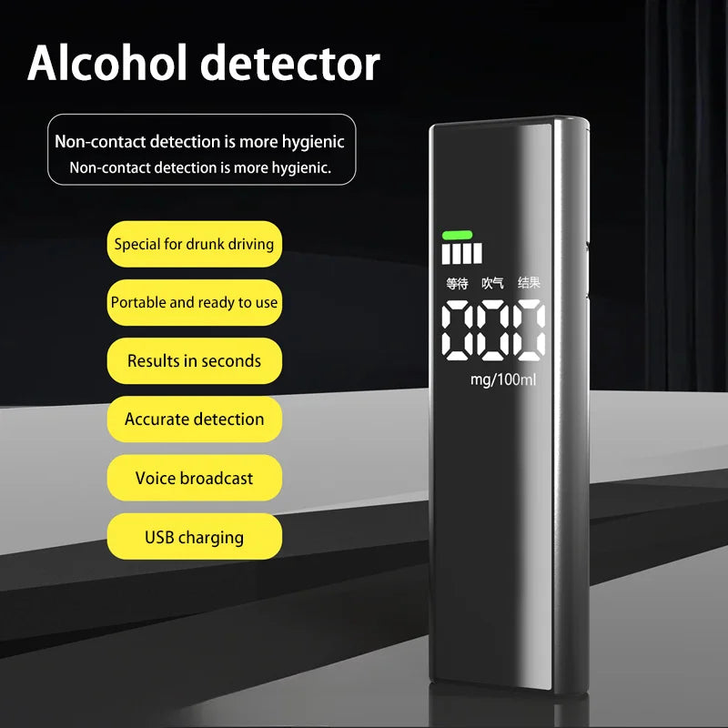 High-precision Alcohol Tester Portable Non-contact Professional Led Digital Display Drunk Driving Alarm Quick Tester