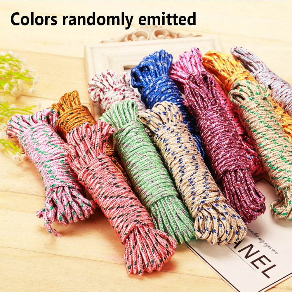 5m Random Color Thickened Nylon Clothesline Portable Drying Rack Suitable for Laundry and Bedding for Balcony Sunbathing