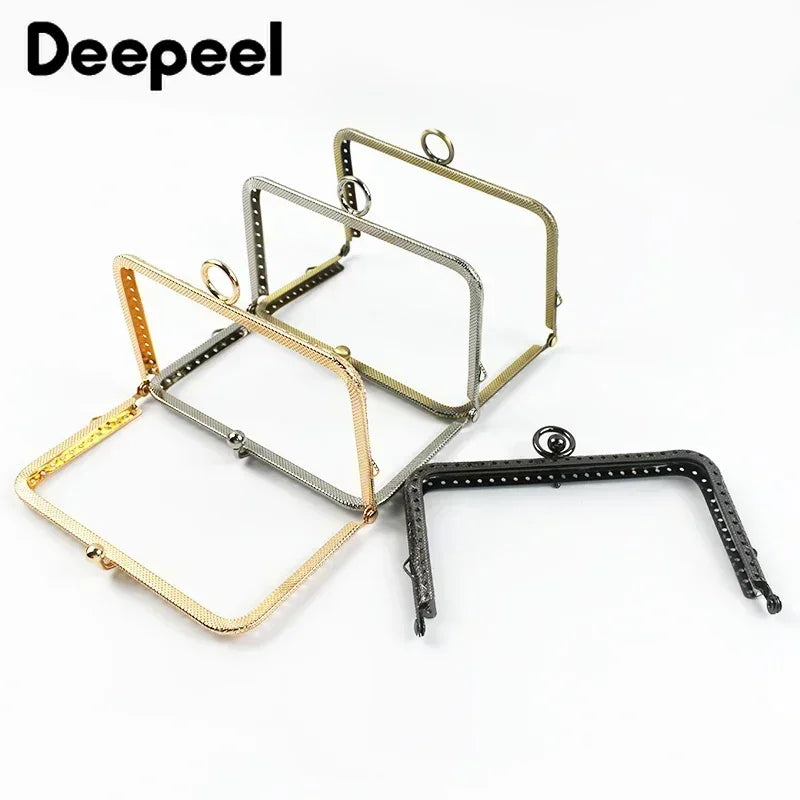 2/5Pcs Deepeel 11/12/13cm Embossed Metal Bag Handles Square Purse Frame Kiss Clasp wallet Brackets DIY Handmade Accessories