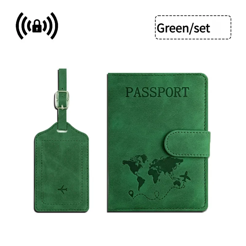 Travel Essentials: RFID-Blocking Passport Holder + Leather Luggage Tag Set