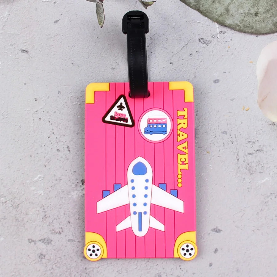 Soft PVC Luggage Tags Plane Pattern Cute Luggage Tag Creative Suitcase Tag Cartoon Boarding Passes Airplane Travel Accessories