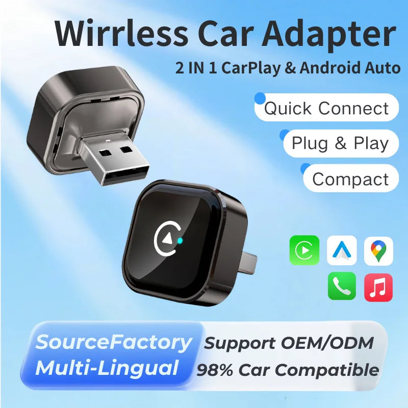 Smart Box Wireless CarPlay & Android Auto Adapter Plug & Play, USB/type-c 5GHz WiFi Low Latency, iOS 10+ Compatibility 99% car