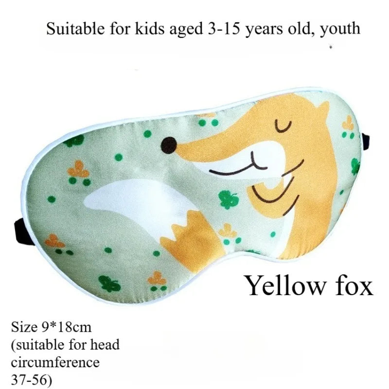 Kids Cartoon Silk Sleep Eye Mask,100% Silk16 Momme Adjustable Elastic Strap Full Blackout Eye Cover for 3-15 Years Old Children