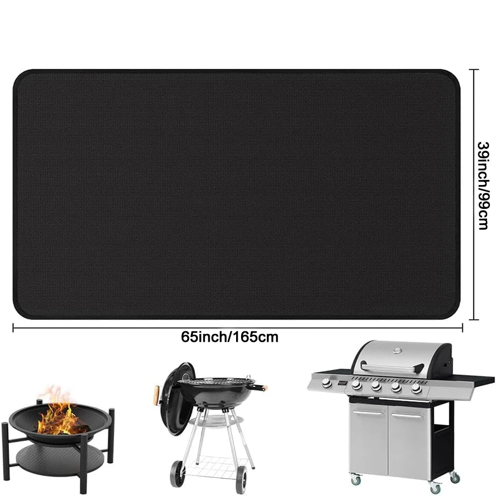 Outdoor BBQ Grill Fireproof Mat - Multi-use Reusable High Temperature Resistant Fire Pit Pad Lawn Protection Mat Flame Retardant