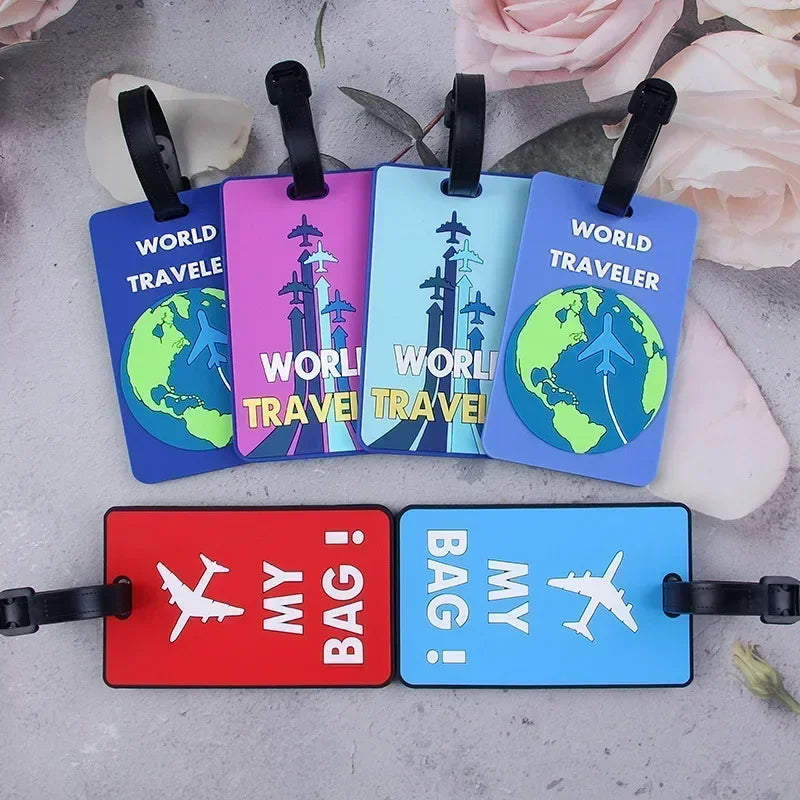 Soft PVC Cute Luggage Tag Letter Travel Tag Men Women Suitcase Name Tag Bag Tags Airplane Labels Holiday Travel Accessories