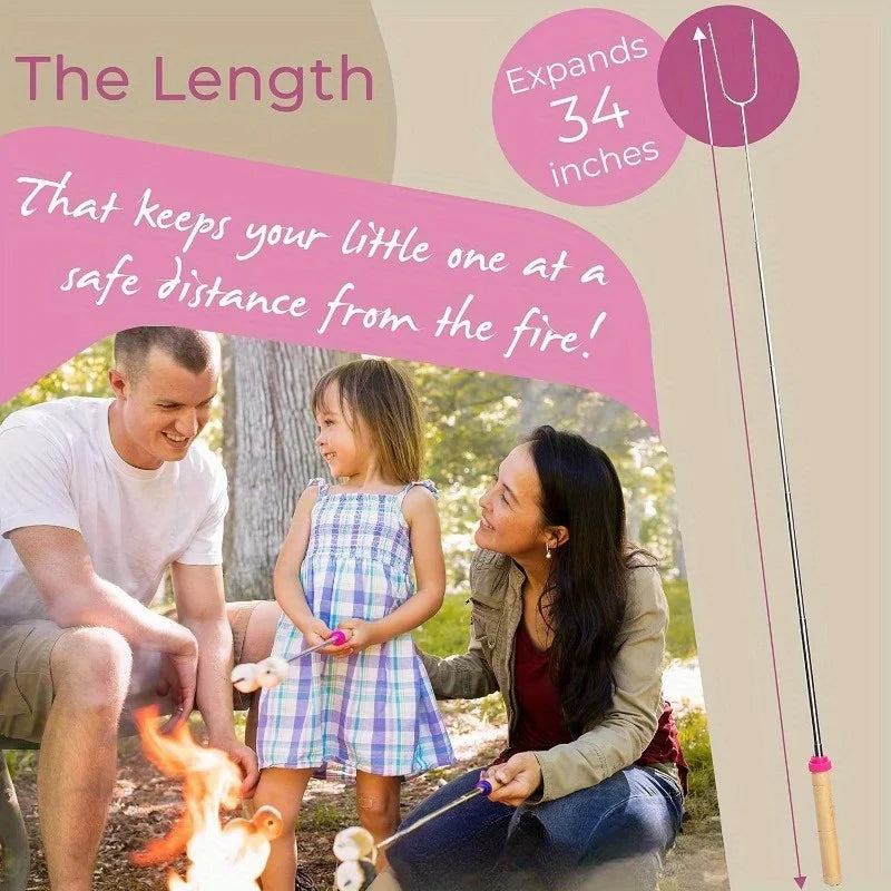 Marshmallow Roasting Sticks Bulk Smores Skewers Hot Dog Camping Skewers Accessories Extendable Forks Bbq Tools Smores Sticks
