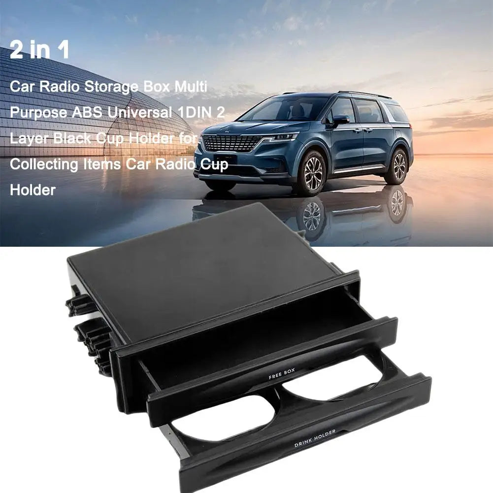 Car Drinks Mounts Holders Universal 2 In 1 Car Radio Drink Cup Holder Storage Box Interior Accessories ﻿New