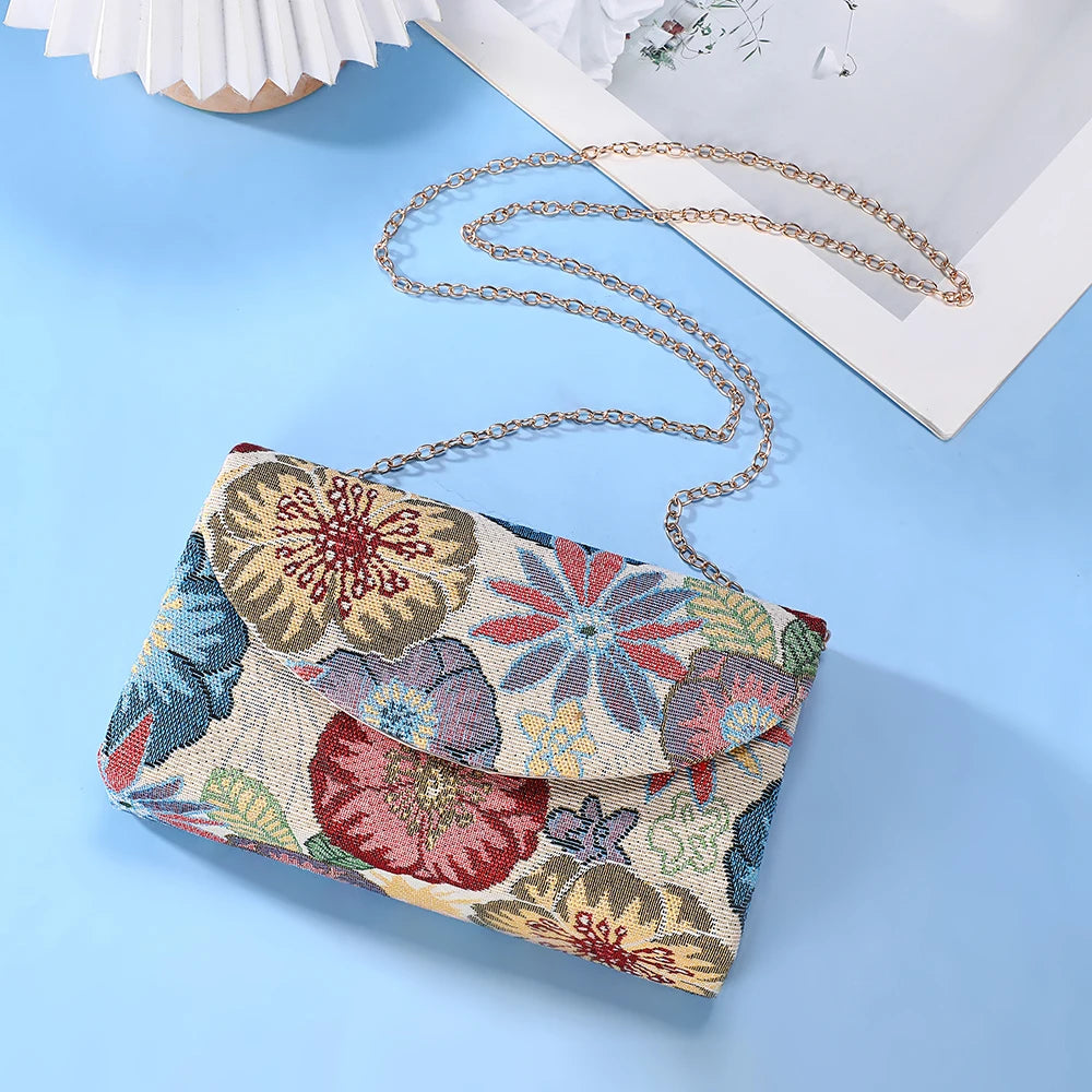 New vintage flower evening bag - unique design fashionable chain shoulder bag suitable for date wear and storage.
