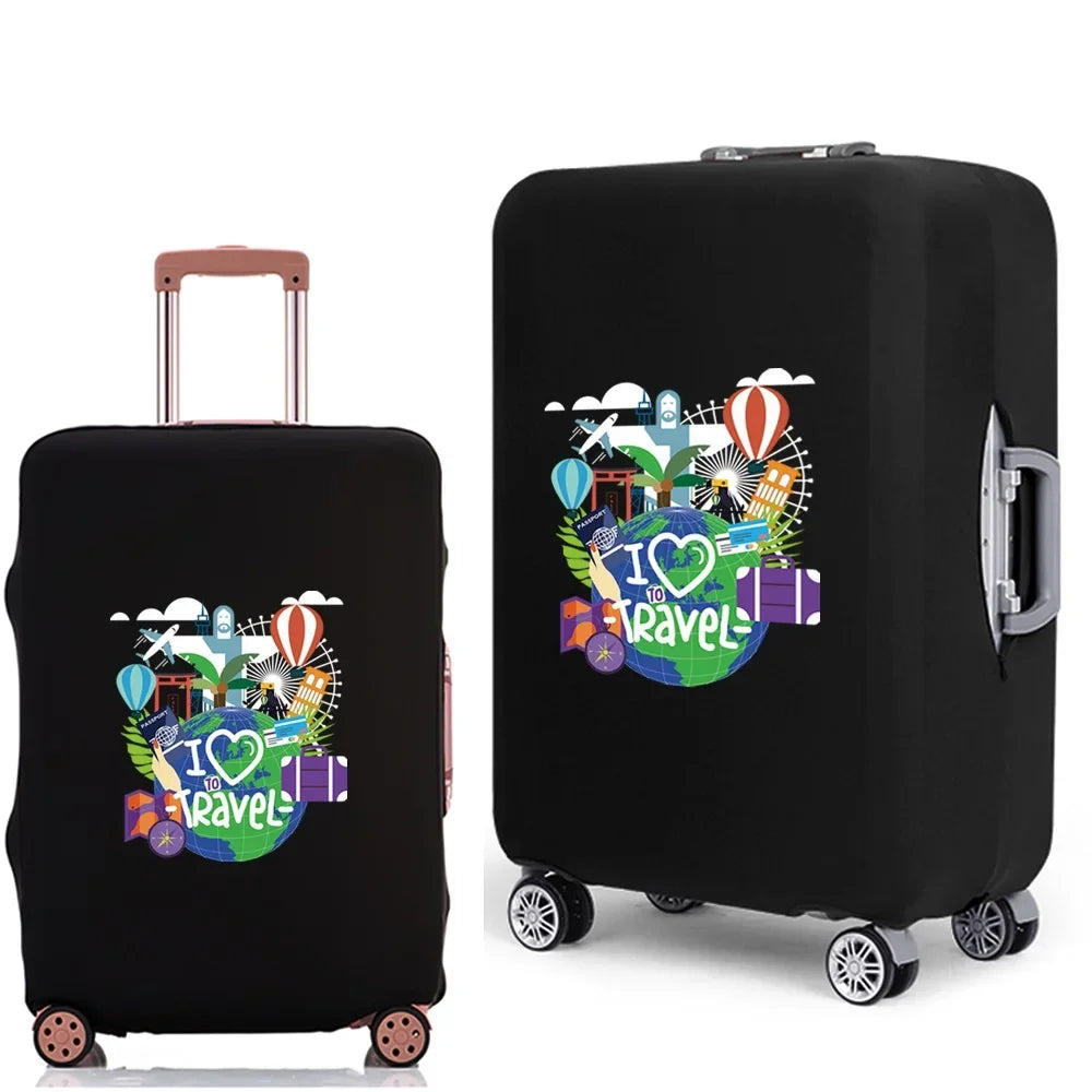 Portable Luggage Protective Cover Travel Pattern Travel Suitcase Cover Elastic Dust Cases for 18 To 28 Inch Travel Trunk Cover