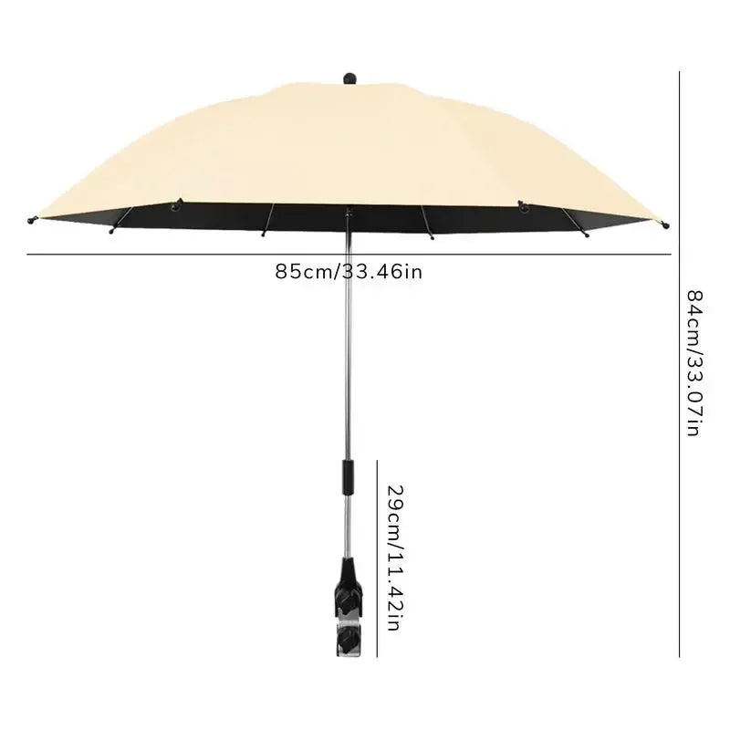 Umbrella For Stroller Foldable Trolley Shading Umbrella With Clamp Portable Travel Supplies Pushchair Attachment For Outdoor