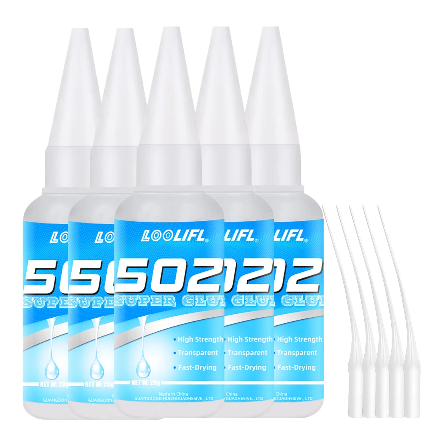 LOOLIFL 502 Super Glue Fast Drying Instant Adhesive High Strength Clear Glue for Plastic Metal Ceramic Glass Repair DIY Craft