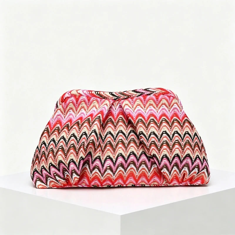 European American Retro Women Handbag Summer Elegant Bohemian Pleated Dinner Bag Fashionable Exquisite Versatile Party Phone Bag