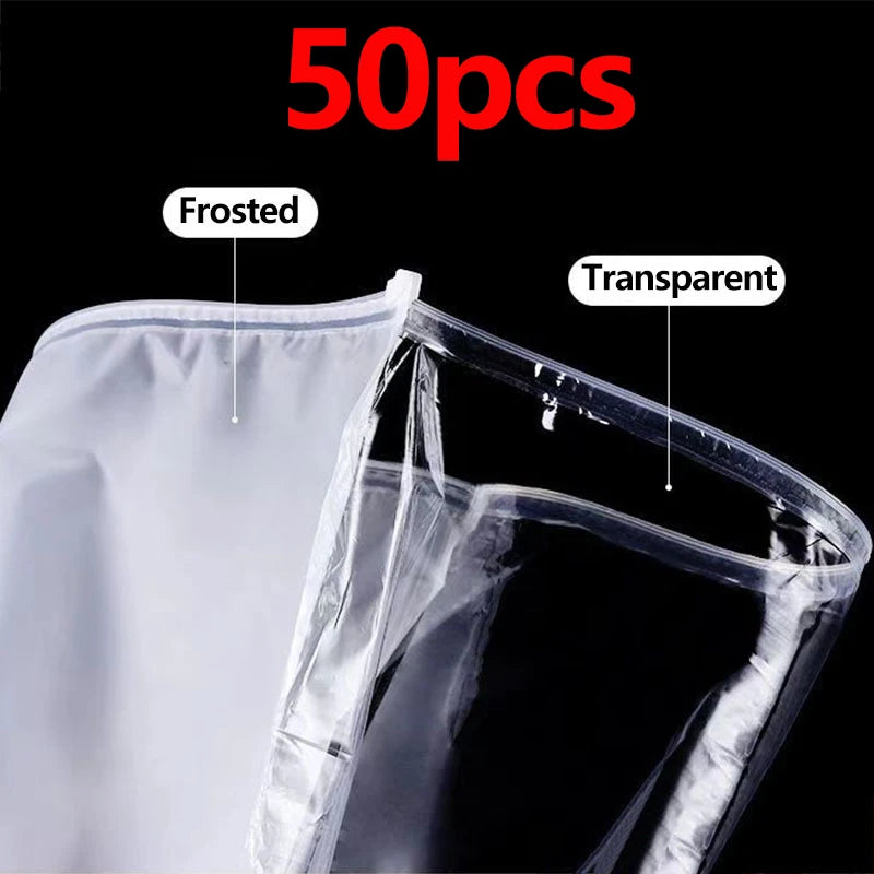25/50pcs PE Clothing Frosted Zipper Bags T-shirt Cosmetics Clear Waterproof Storage Bag Home Travel Storage Pouch Customizable