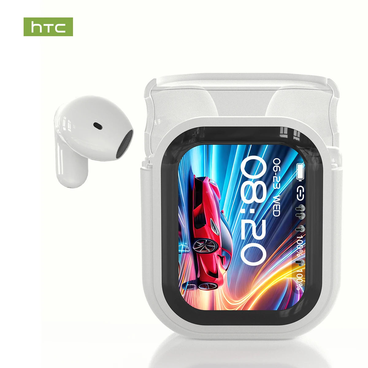 Bluetooth Auricles HTC NE20 True Wireless Earphone Bluetooth 6.0 TWS LCD Display HiFi Bass Sound Headphones Type C Choice