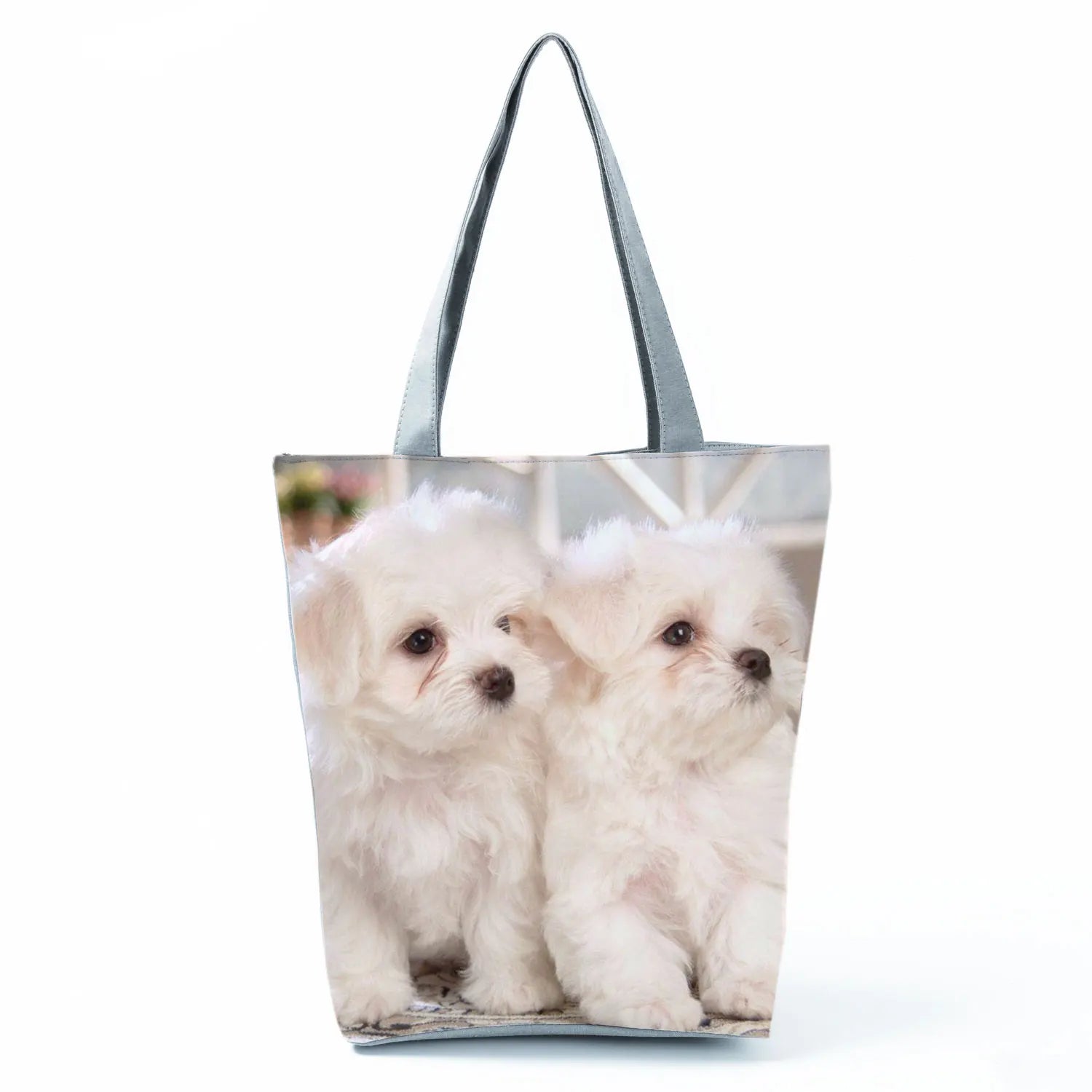 Cute Maltese Dogs Print Handbags Casual Women Shopping Bag Large Capacity Foldable Shoulder Bags Eco Reusable Travel Beach Totes