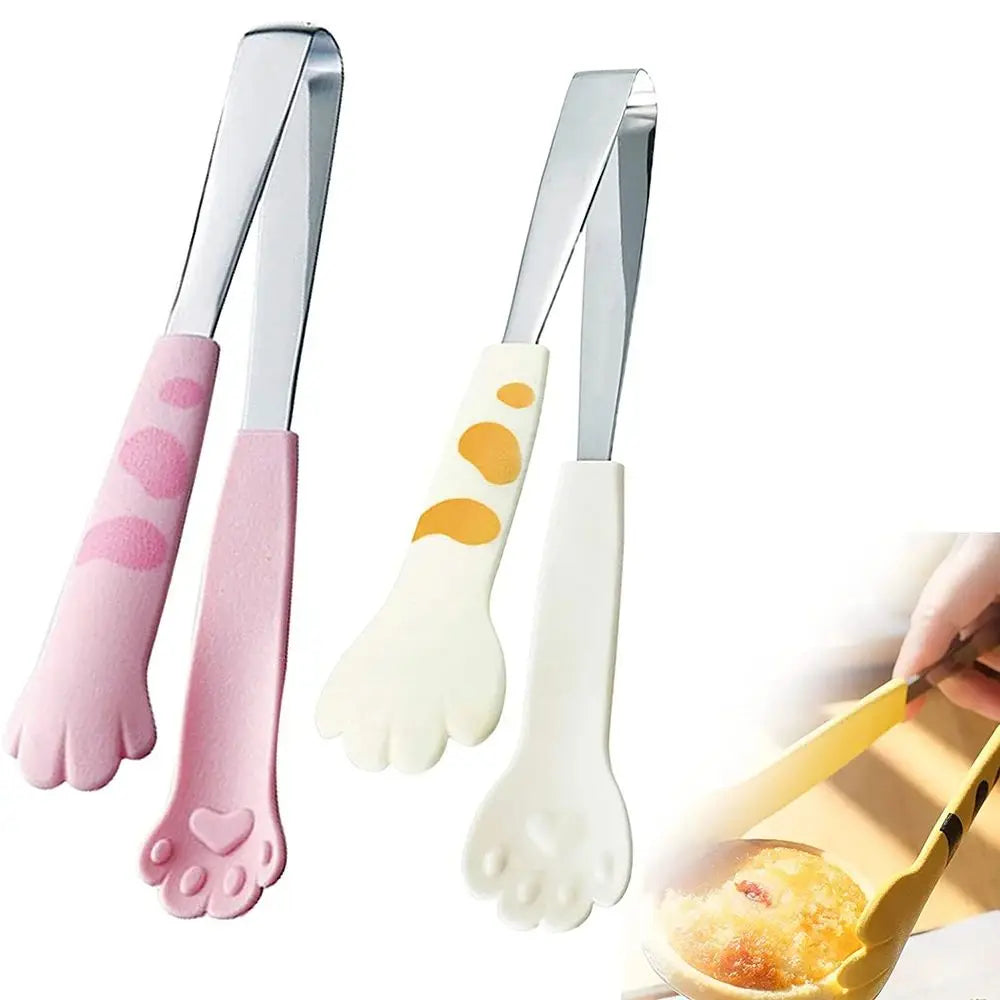 Cartoon Cat Paw Shape Food Tongs Sandwich Baking Clip Kitchen Gadgets Meal Tongs Stainless Steel Barbecue Tongs