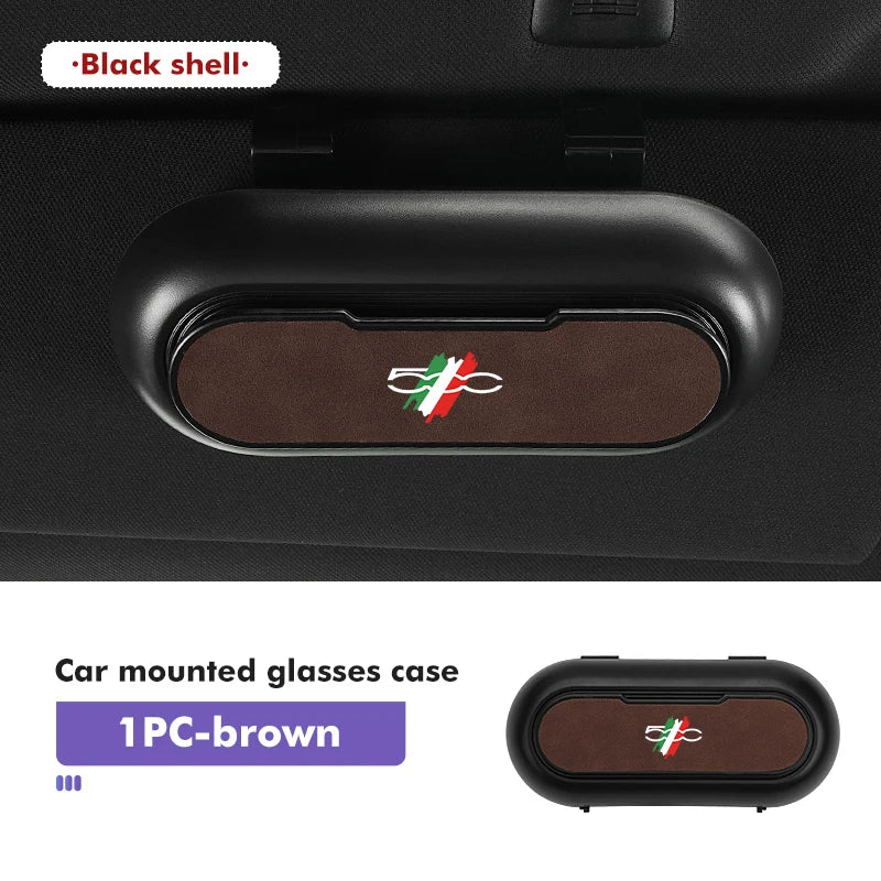 For Fiat Car Sunglasses Holder ABS Suede Dustproof Glasses Storage Box 500 Abarth 596 500X Stilo 500S 500C