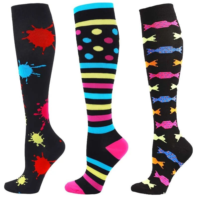 Unisex Compression Socks for Men and Women Medical Diabetes Varicose Veins Sports Socks for Running Cycling Travel Flight Yoga