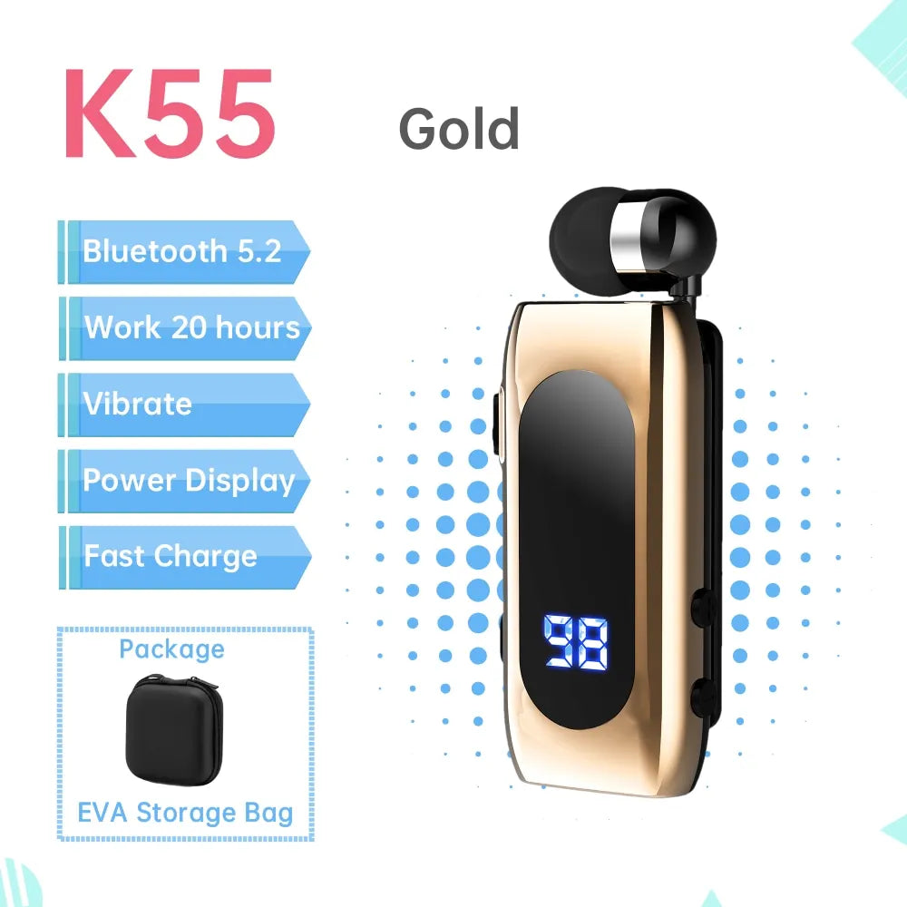 K55 Lavalier Wireless Earphone Bluetooth 5.0 Earphone In Lotus Bussiness Headphone Headset Fast Charge Vibration Power Display