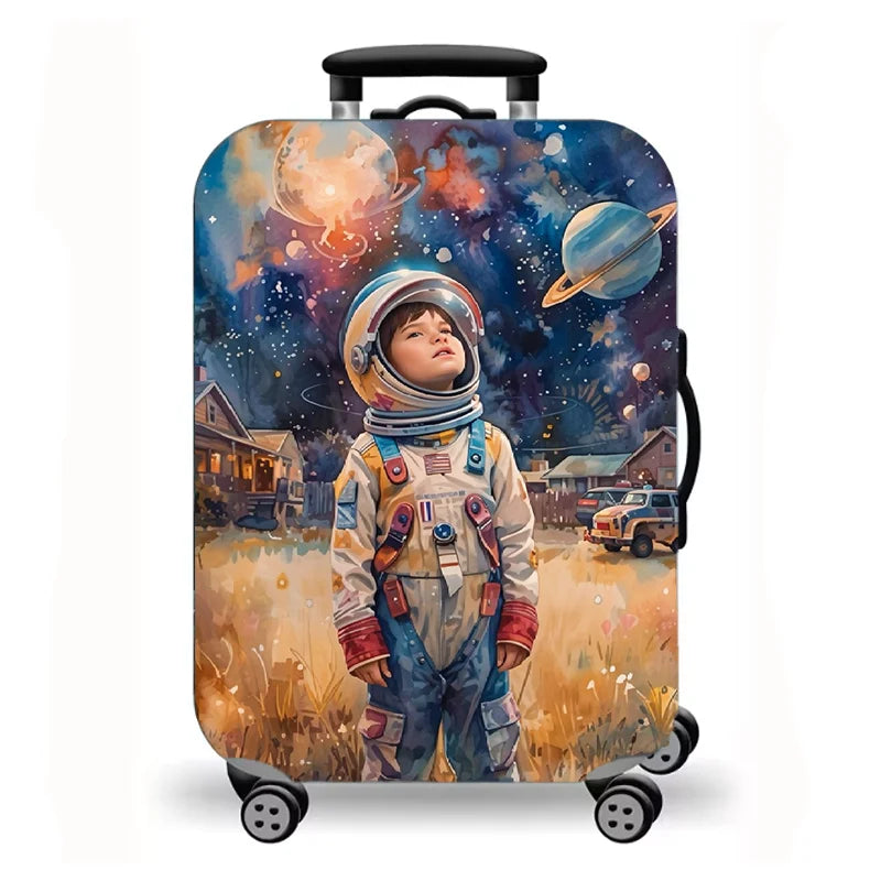 Luggage Cover, Anime Fantasy Cosmic Art Print Stretch Suitcase Protector for Travel, Sci-Fi Character Design