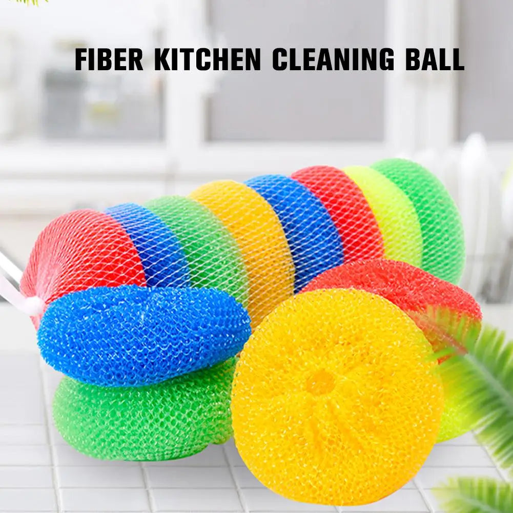 10/30Pcs Random Color Plastic Clean Up Grease Dish Mesh Scrubber Non-Scratch Cleaning Ball Plastic Household Cleaning Supplies