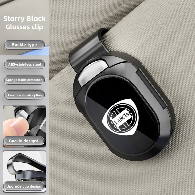 Car Sun Glasses Clips Onehand Pressing Eyeglasses Holder for Lancia ypsilon delta musa nera thema STRATOS Y Phedra Accessories