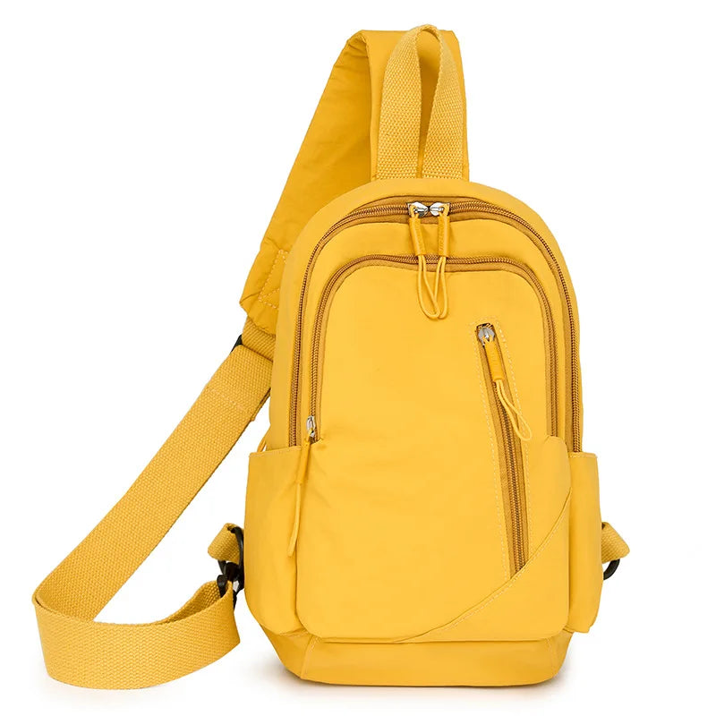 New Solid Color Casual Crossbody Bag Lightweight Waterproof Nylon Unisex Shoulder Sling Backpack Large Capacity Travel Bag